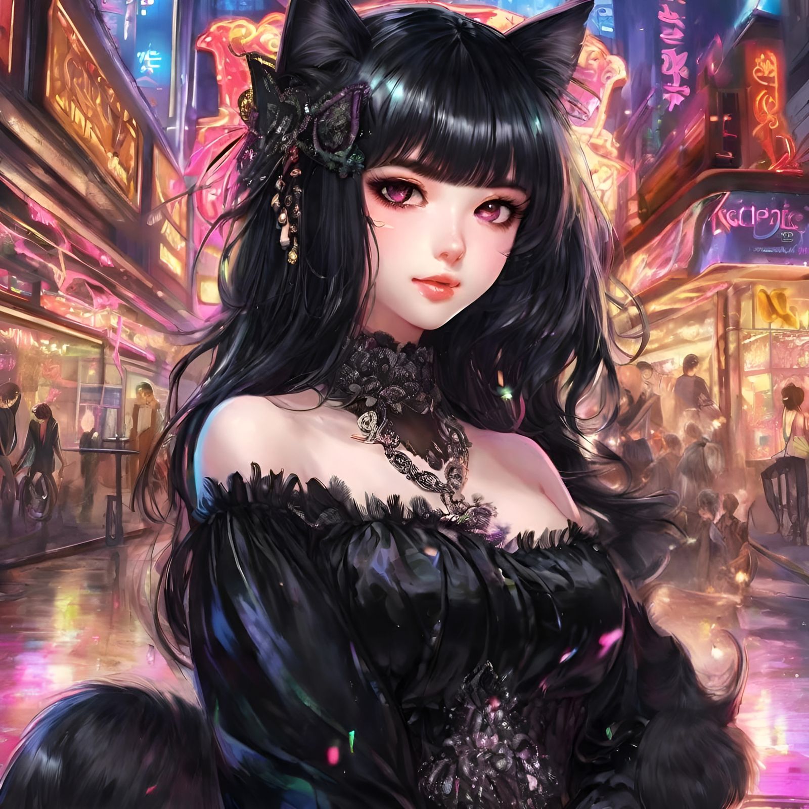 Hyperdetailed Anime Catgirl Portrait in 16K