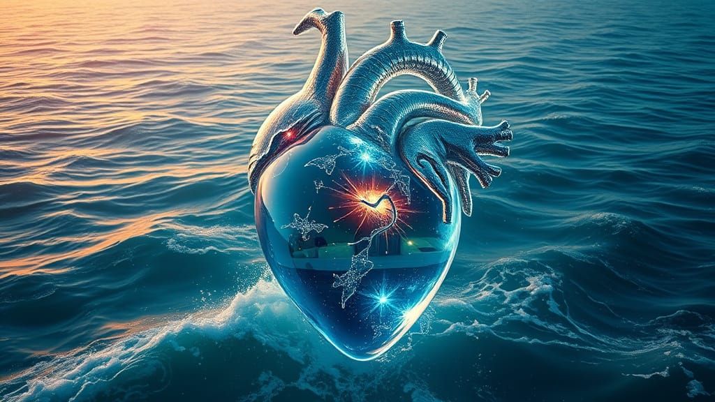 Surreal Heart of the Ocean in Cinematic, Digital Matte Paint...