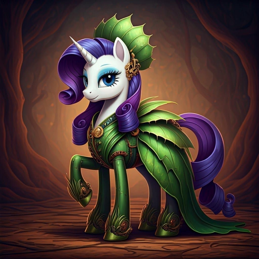 Majestic Unicorn in Steampunk-Inspired Venus Flytrap Gown