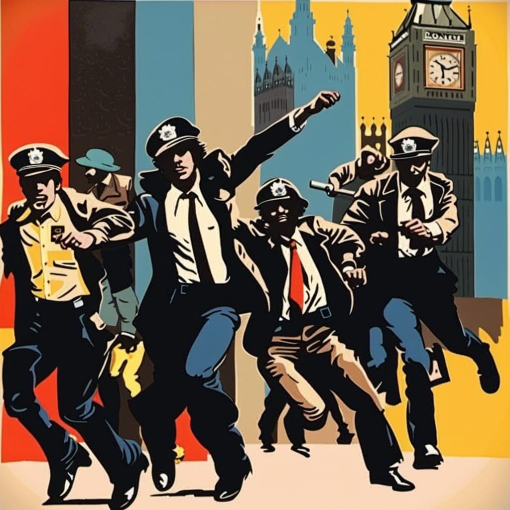 1970s London Police Chase Creative Collage