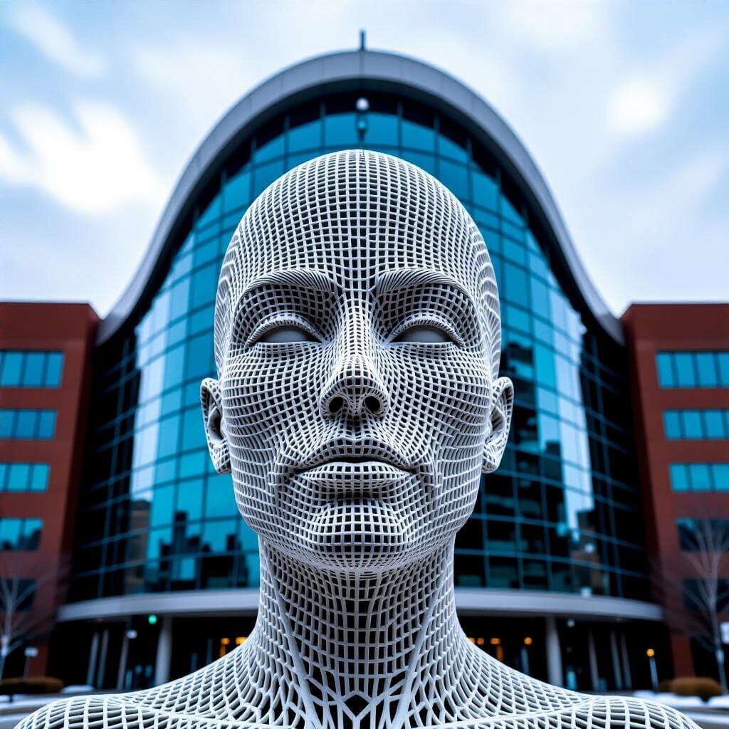 Head Mesh Sculpture at The Bow Building, Calgary