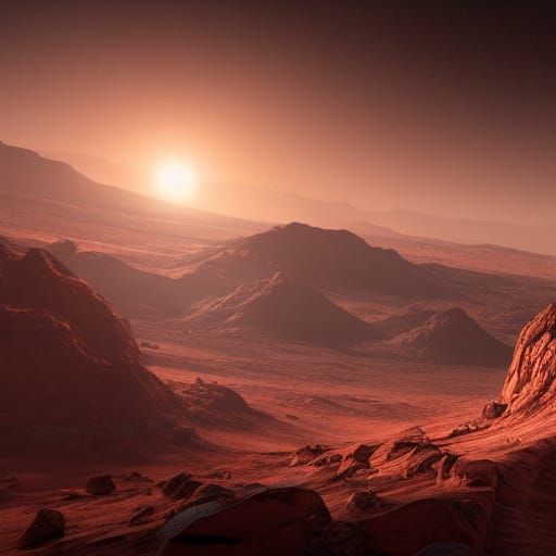 Detailed Matte Painting of Mars and Earth