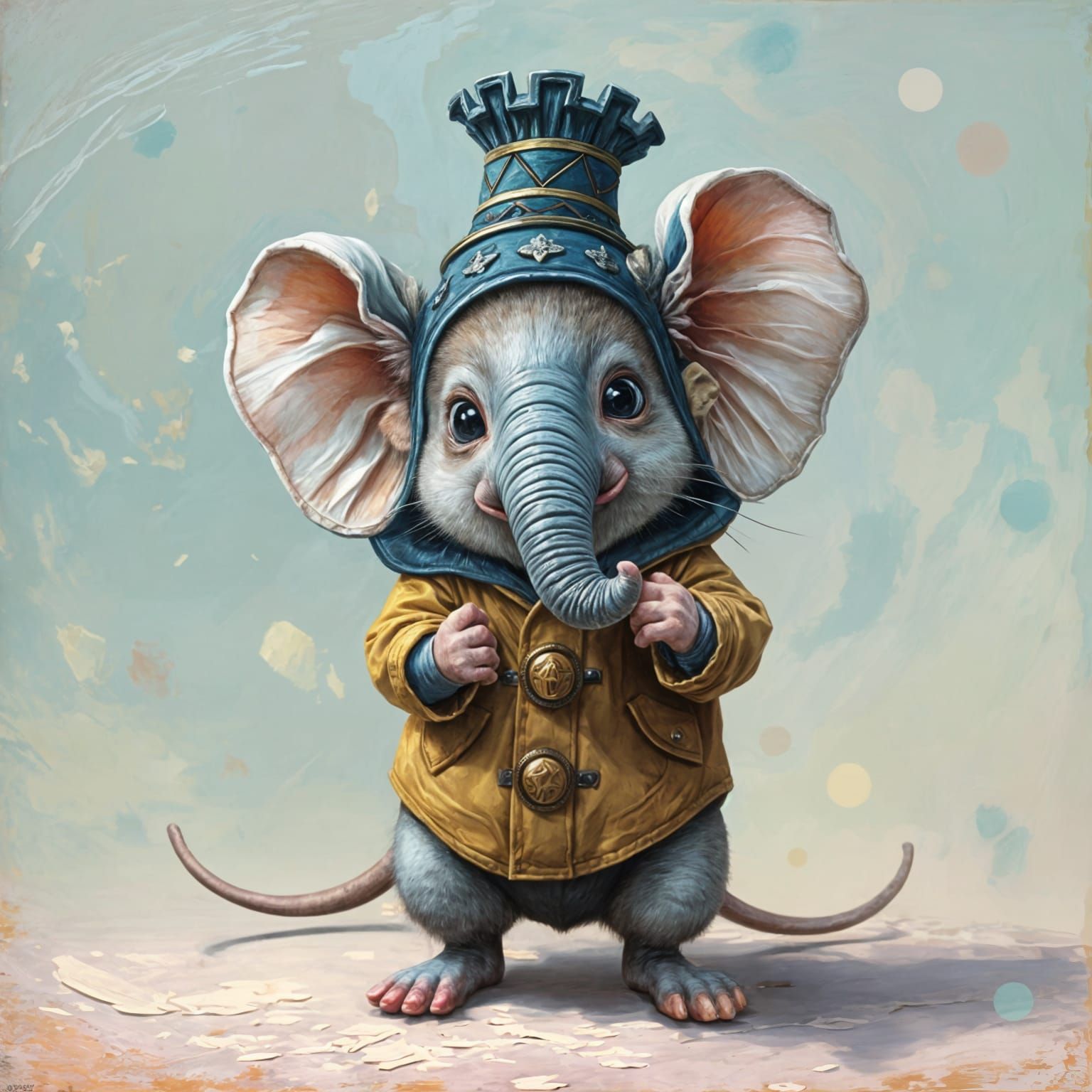 Mouse Dressed As Elephant in Pastel Impasto Style