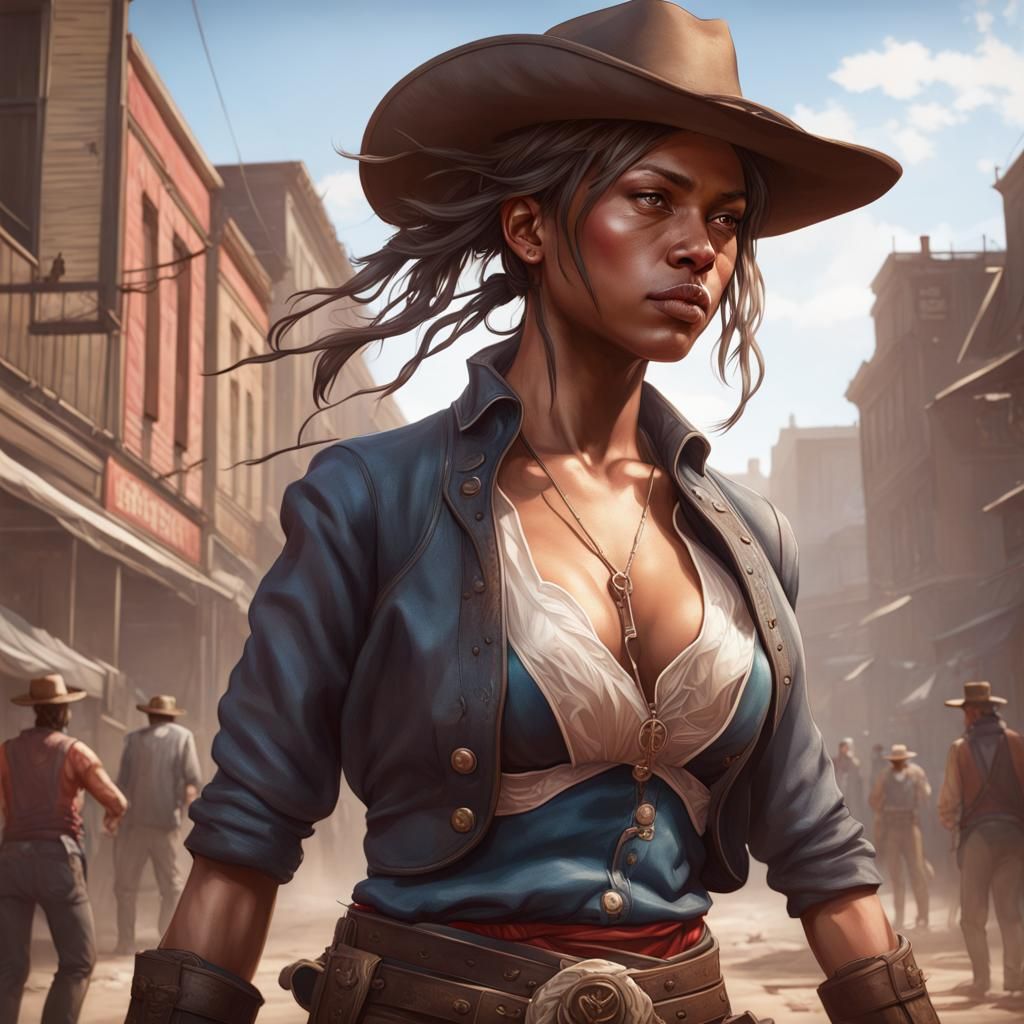 Wild West Street Boxing in Hyperdetailed Style