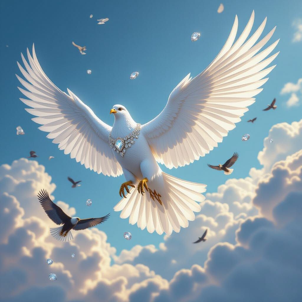 Giant Diamond Pigeon Dominates Eagle in Epic Sky Battle