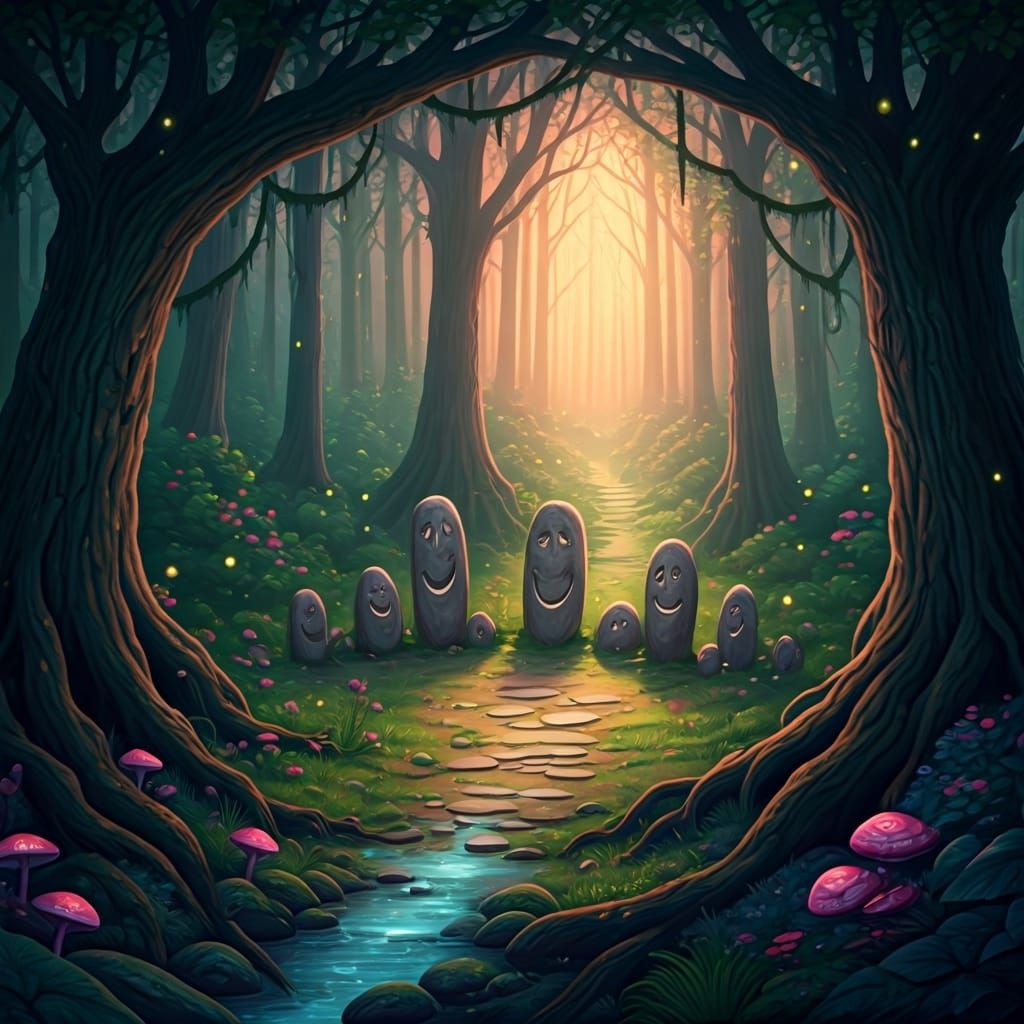 Mystical Feywild Glade with Laughing Stones