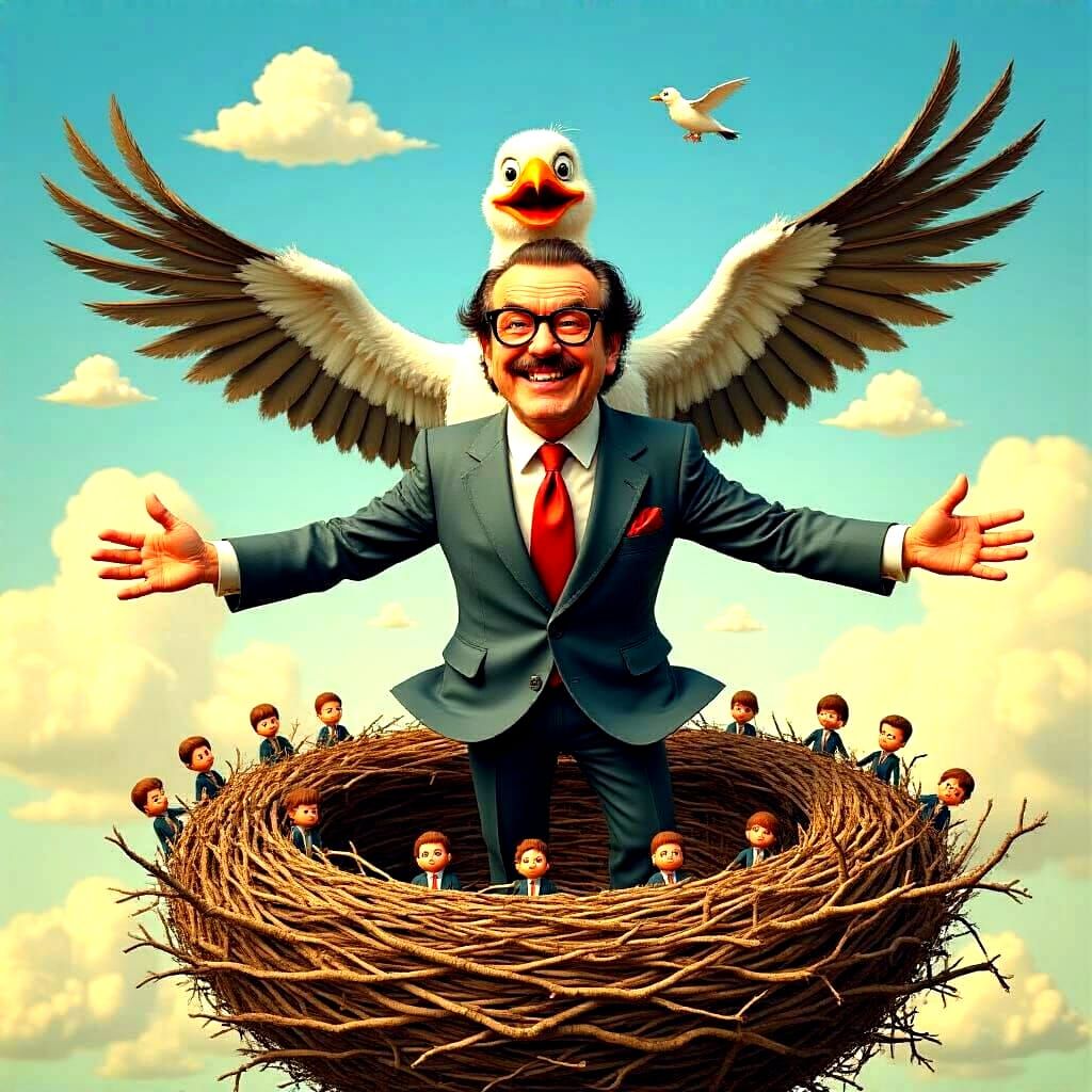 Jack Nicholson Caricature Flying Over Cuckoo Nest