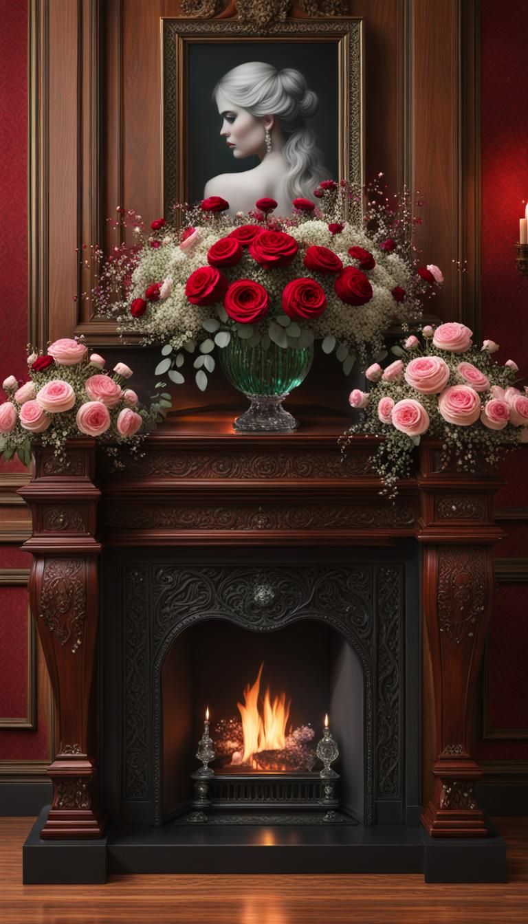 Jewel-Tone Roses in Crystal Vase: Surreal Still Life