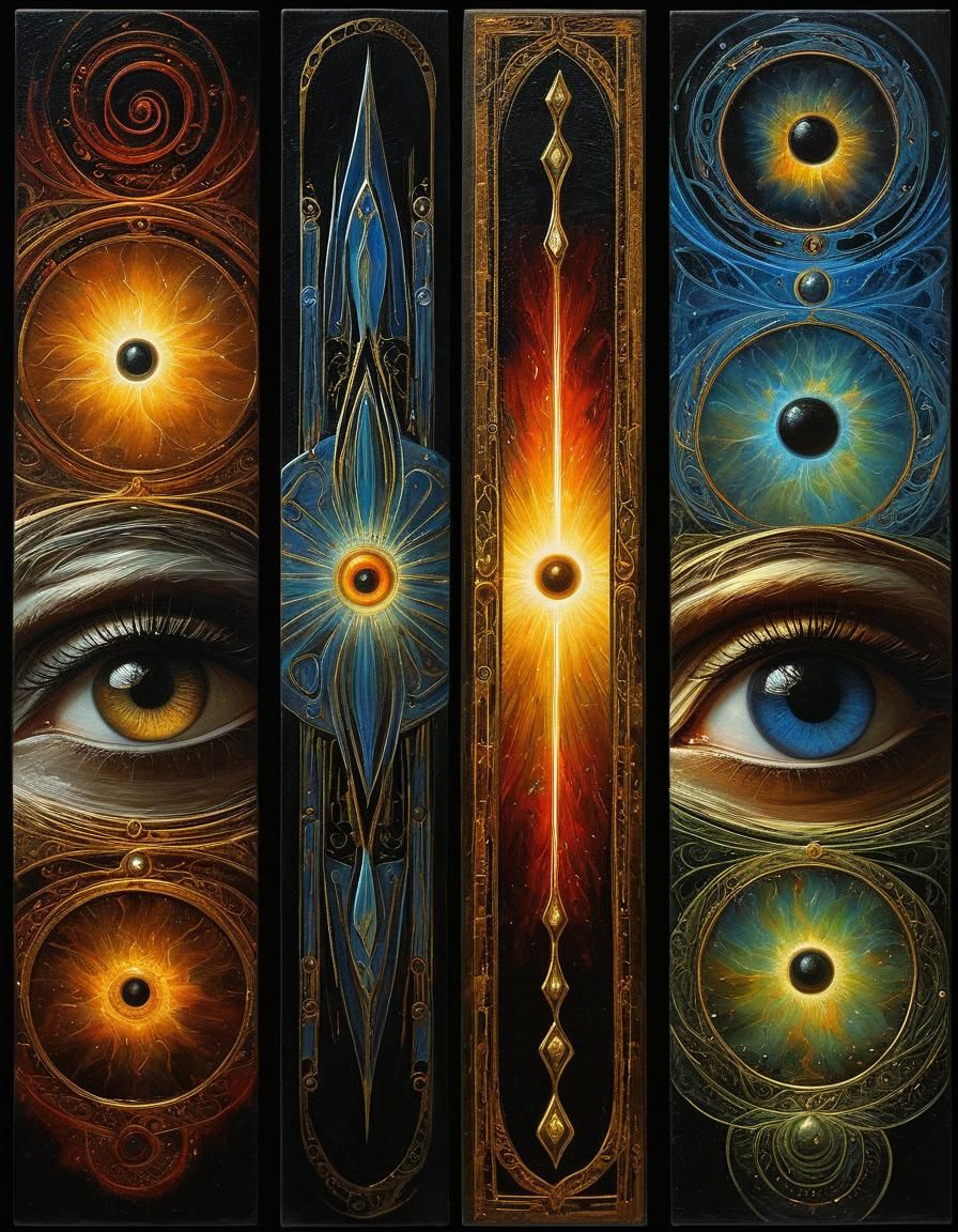 Eye Bookmarks with Runes in Oil Painting Style