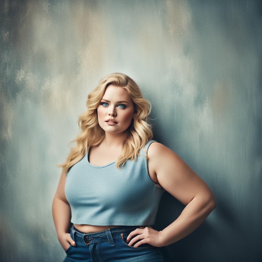 Glamorous Plus-Size Model in High-Fashion Portrait