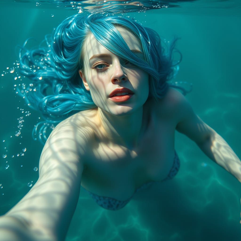Mysterious Mermaid Witch in Turquoise Waters