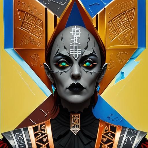 Complex Calligraphy with Contrasting Angular Shapes