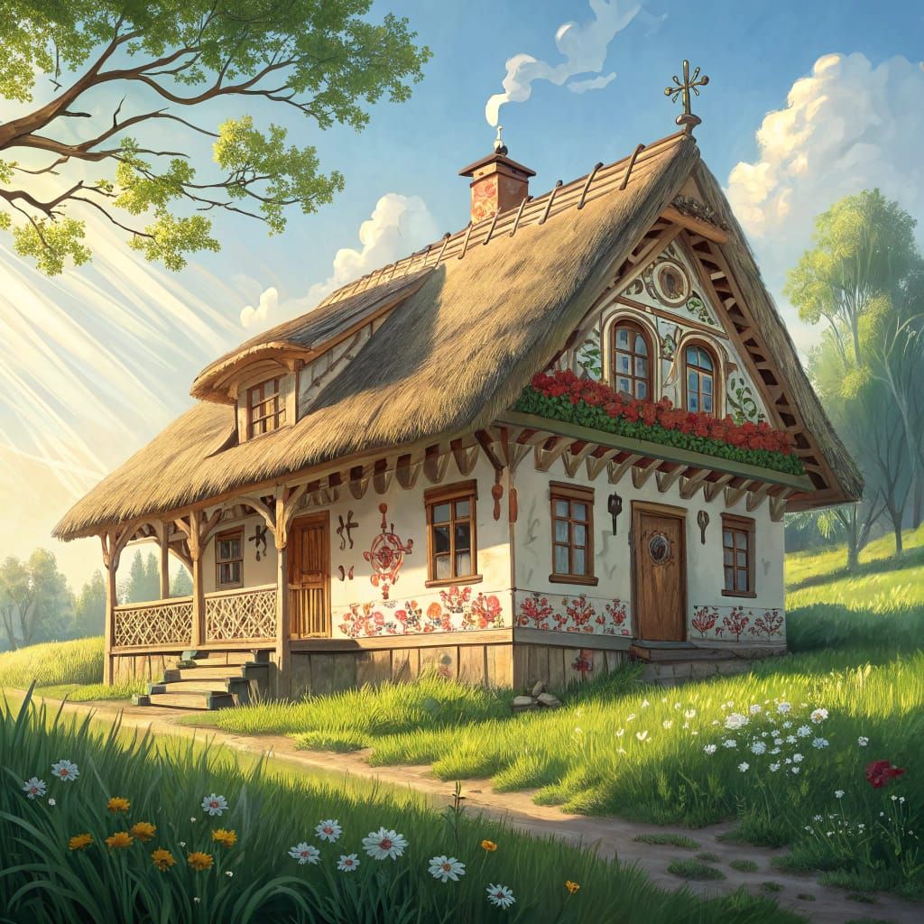 Charming Ukrainian Folk Art House in Sunny Meadow