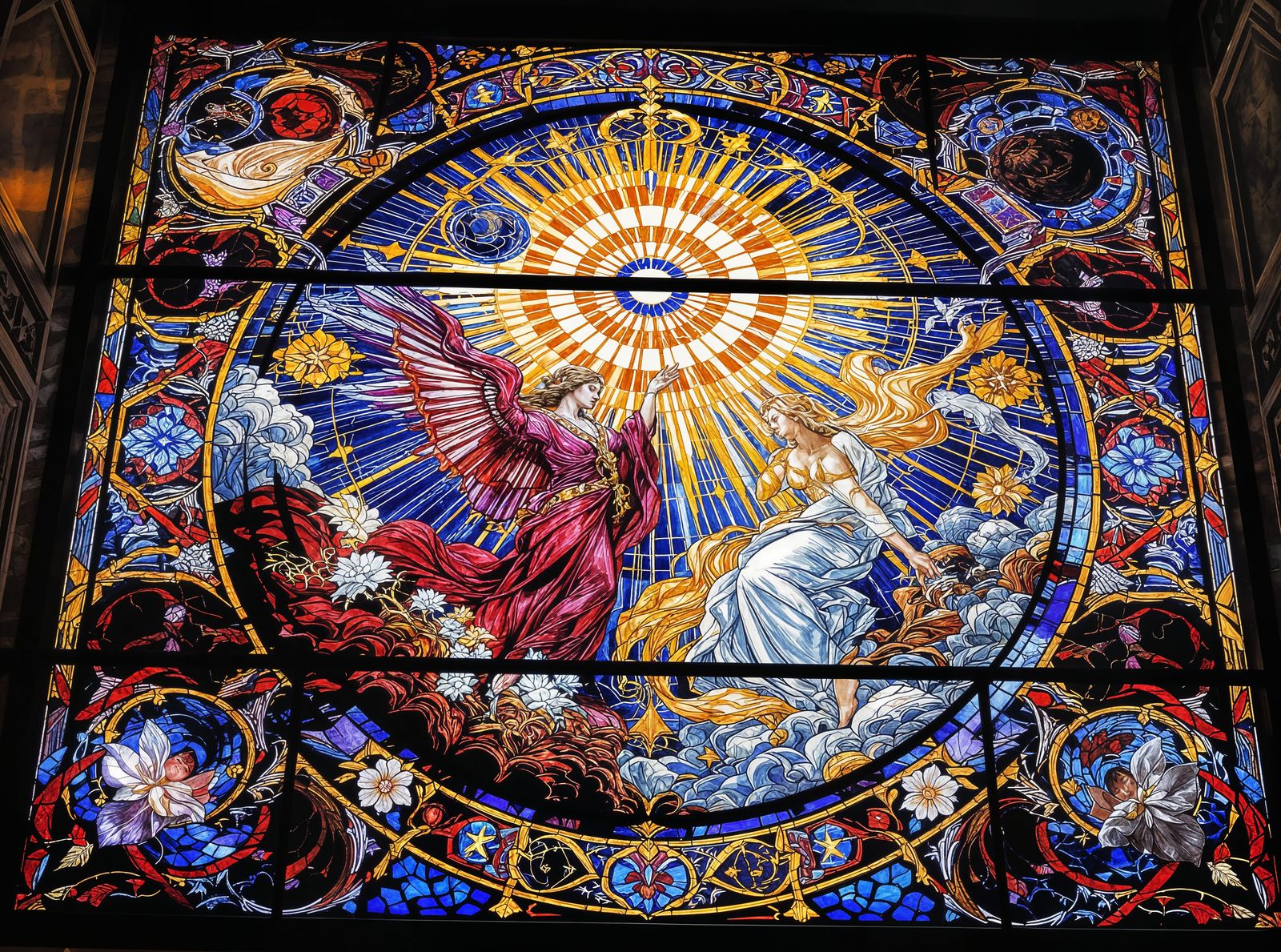 Stained Glass Window Inspired by Renaissance Frescoes