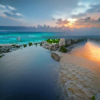 Riviera Maya Beach at Dawn: 8k Concept Art