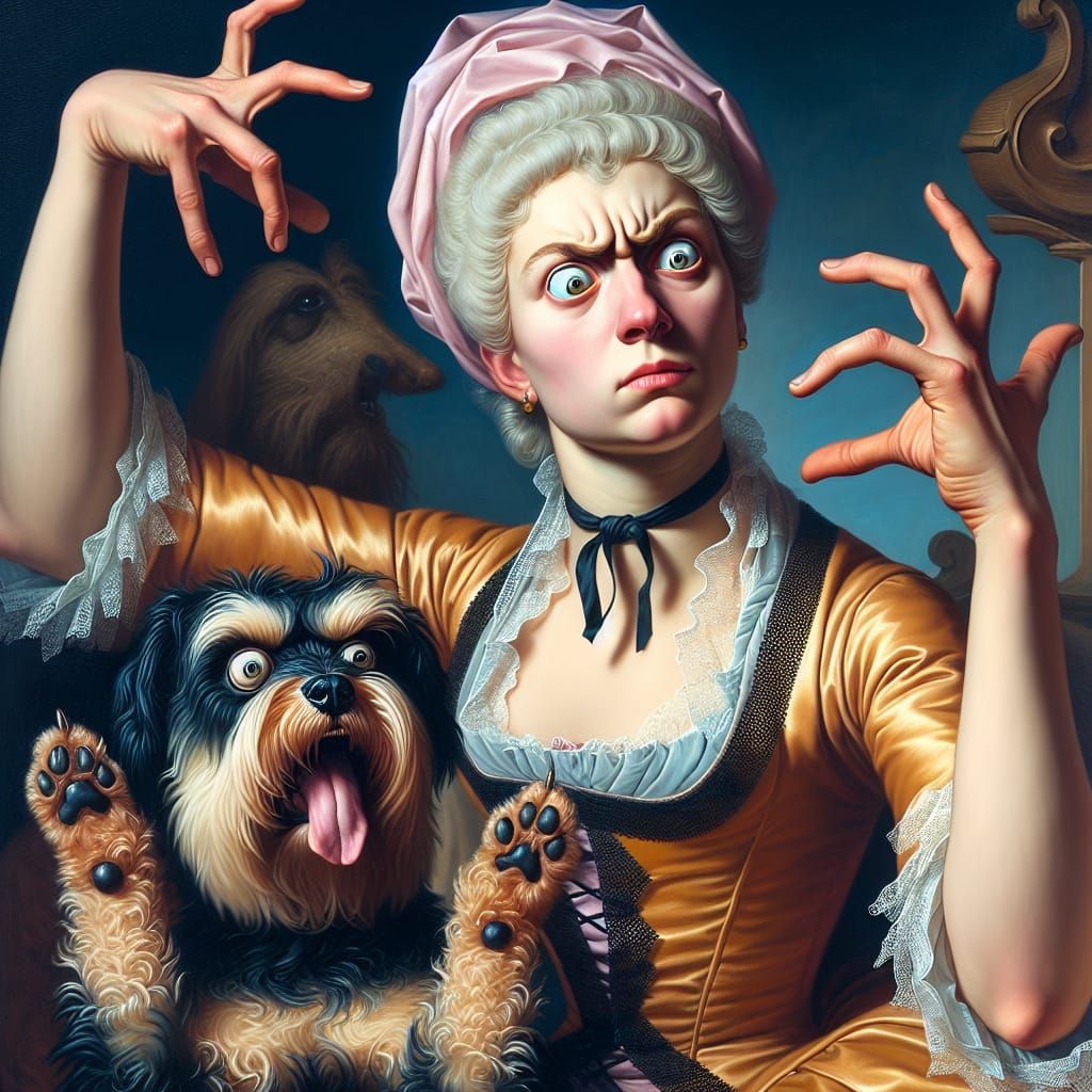 Aristocratic Lady with Dog: An 18th-Century Oil Painting