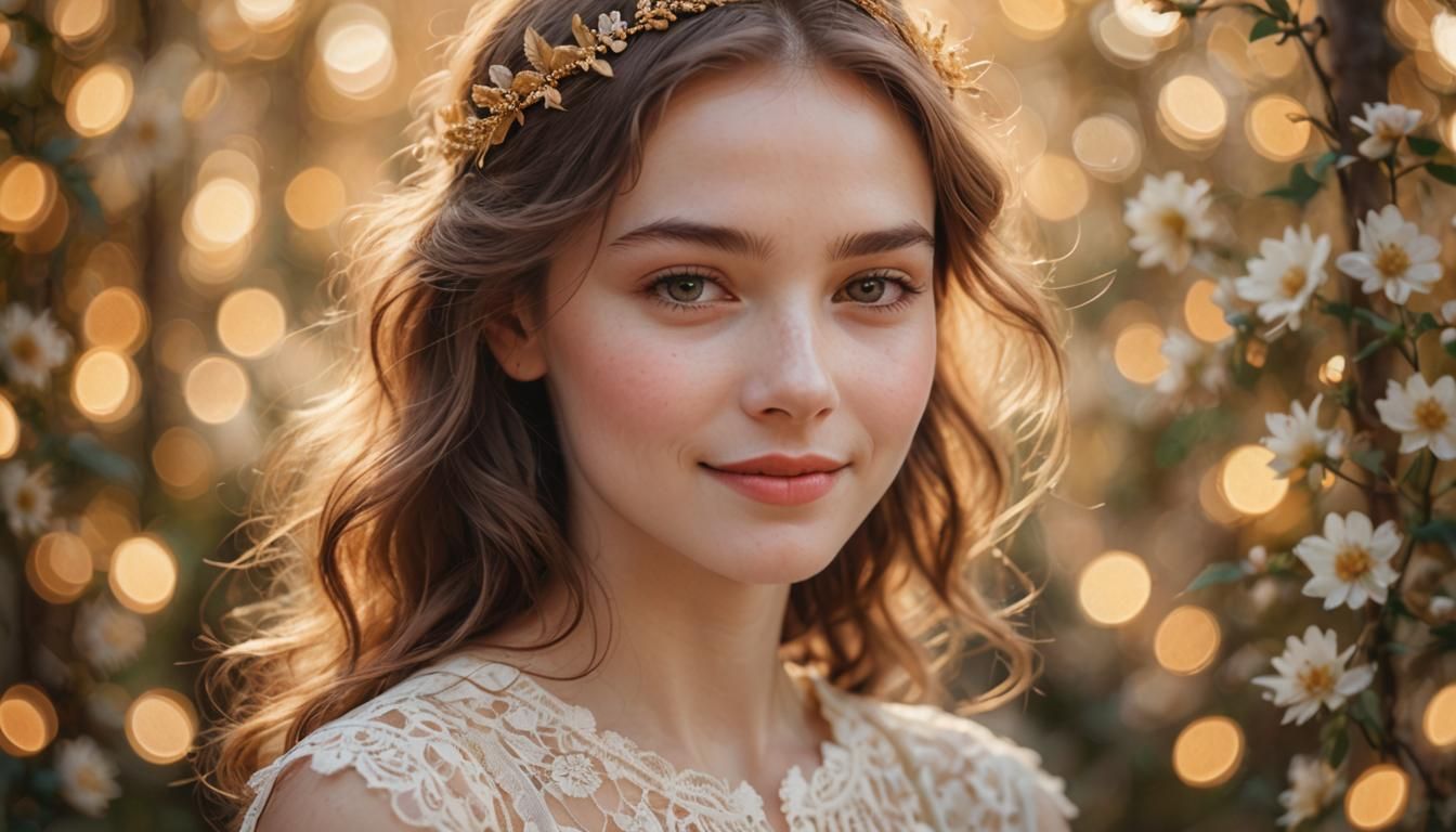 Romantic Realism Portrait: Golden Light and Gentle Smile