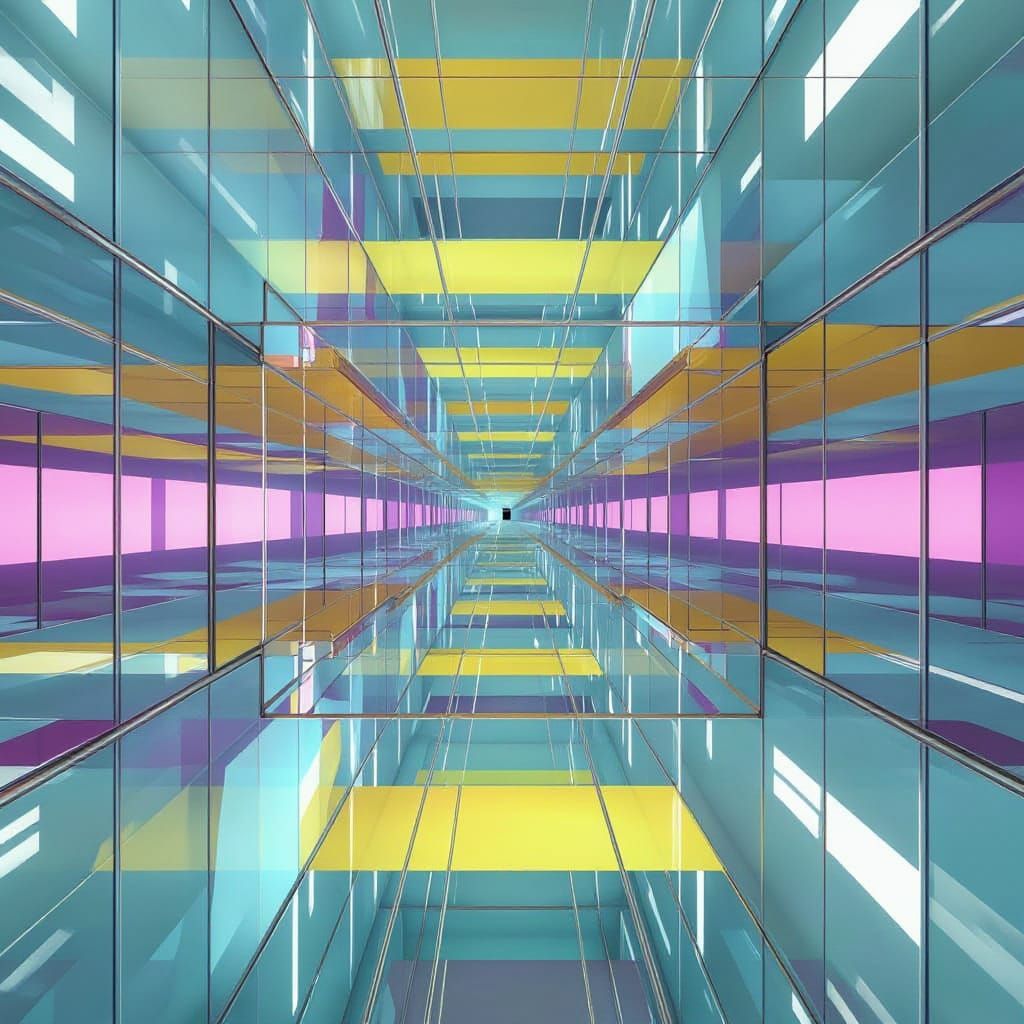Recursive Glass Hallway Intersection in 4D Space