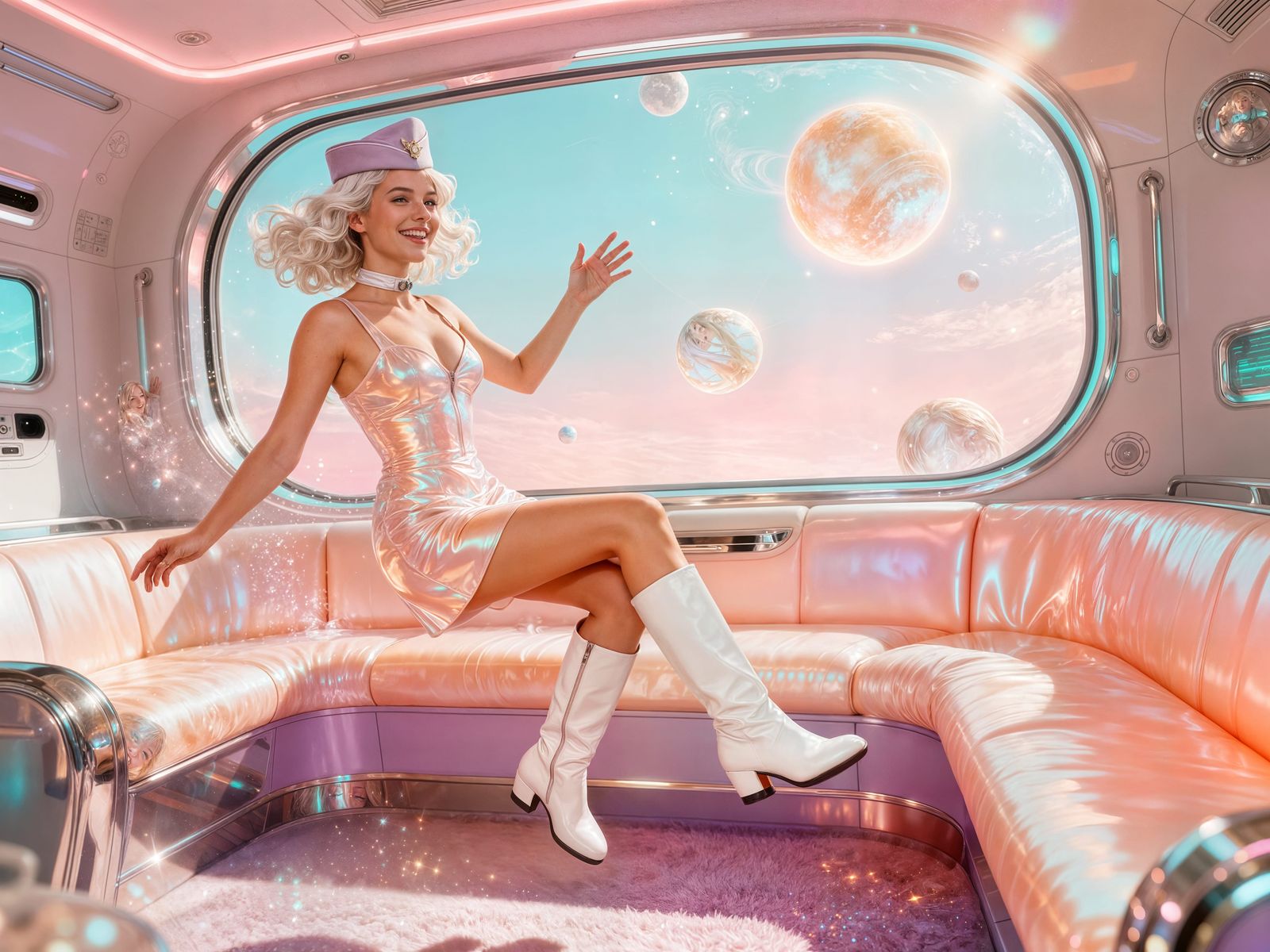 Astronaut in Zero-G Pastel Lounge