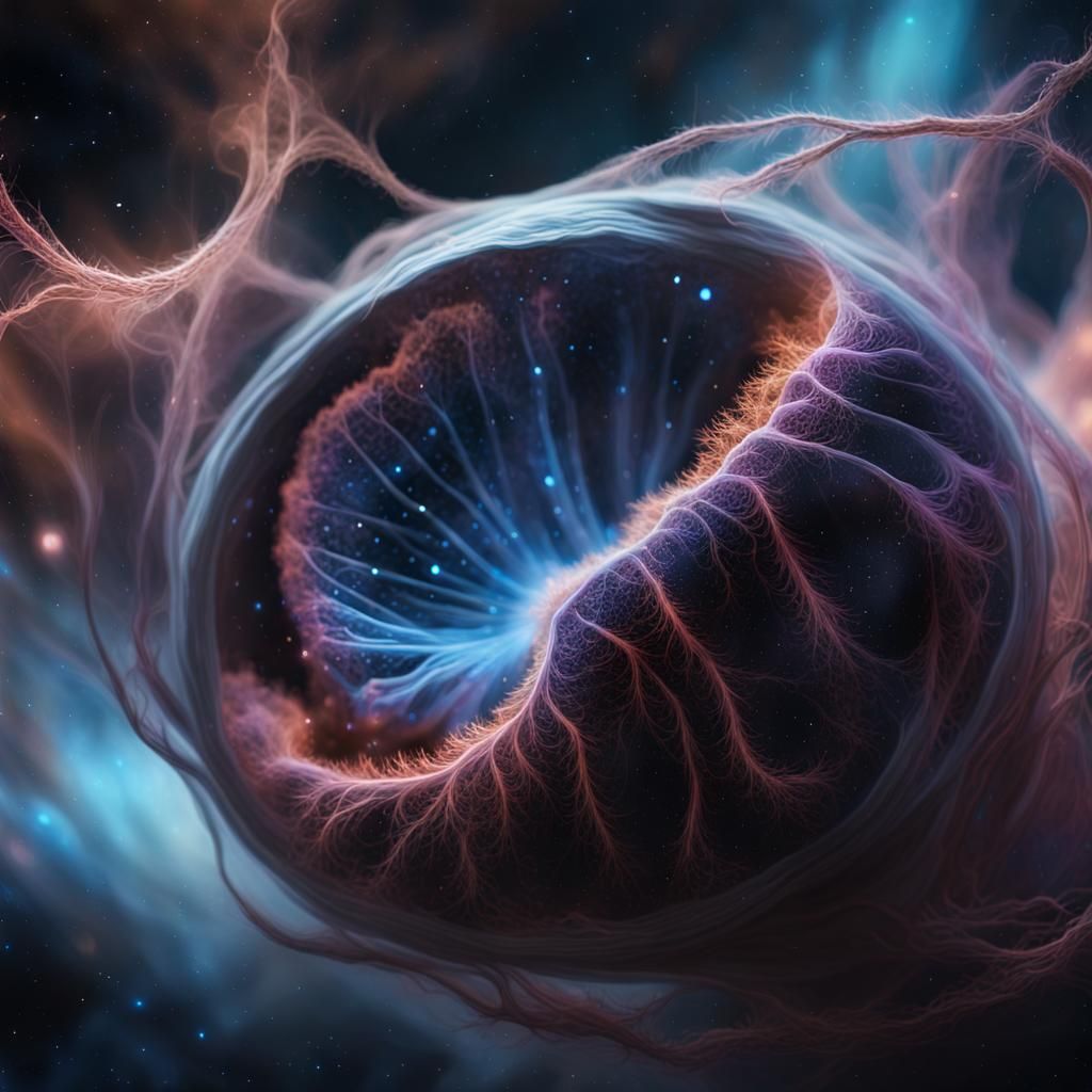 Cocoon of Spore Nebula with Tendrils in Ethereal Style