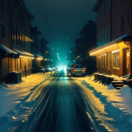 Misty Thursday Night Street Scene in Cinematic Style