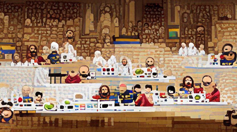 Pixel Art Last Supper: 8-bit Biblical Scene