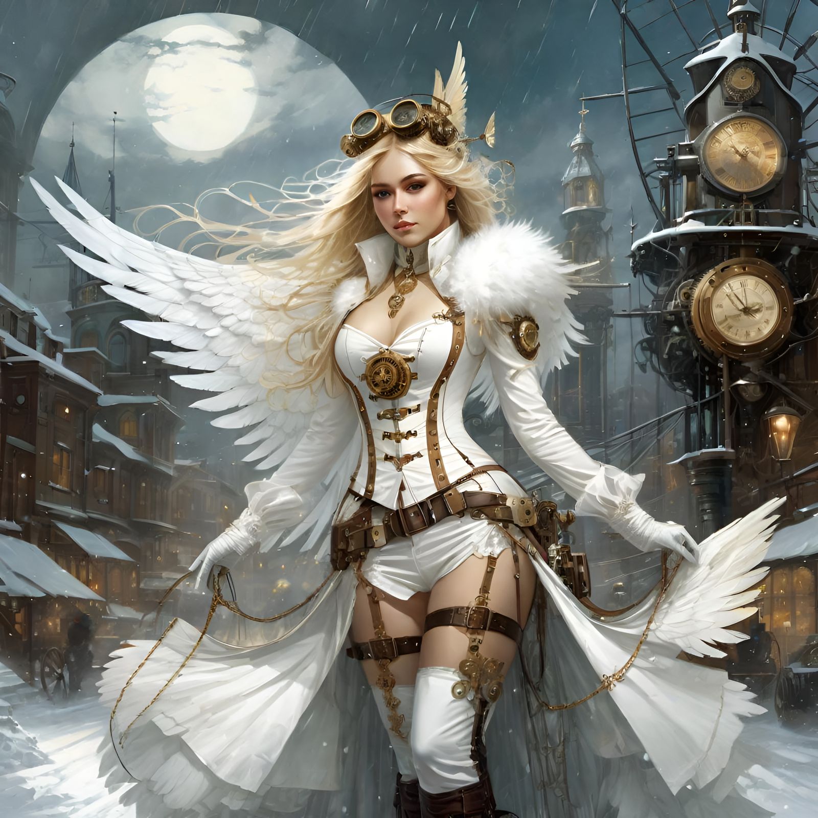 Steampunk Angel in Winter Wonderland