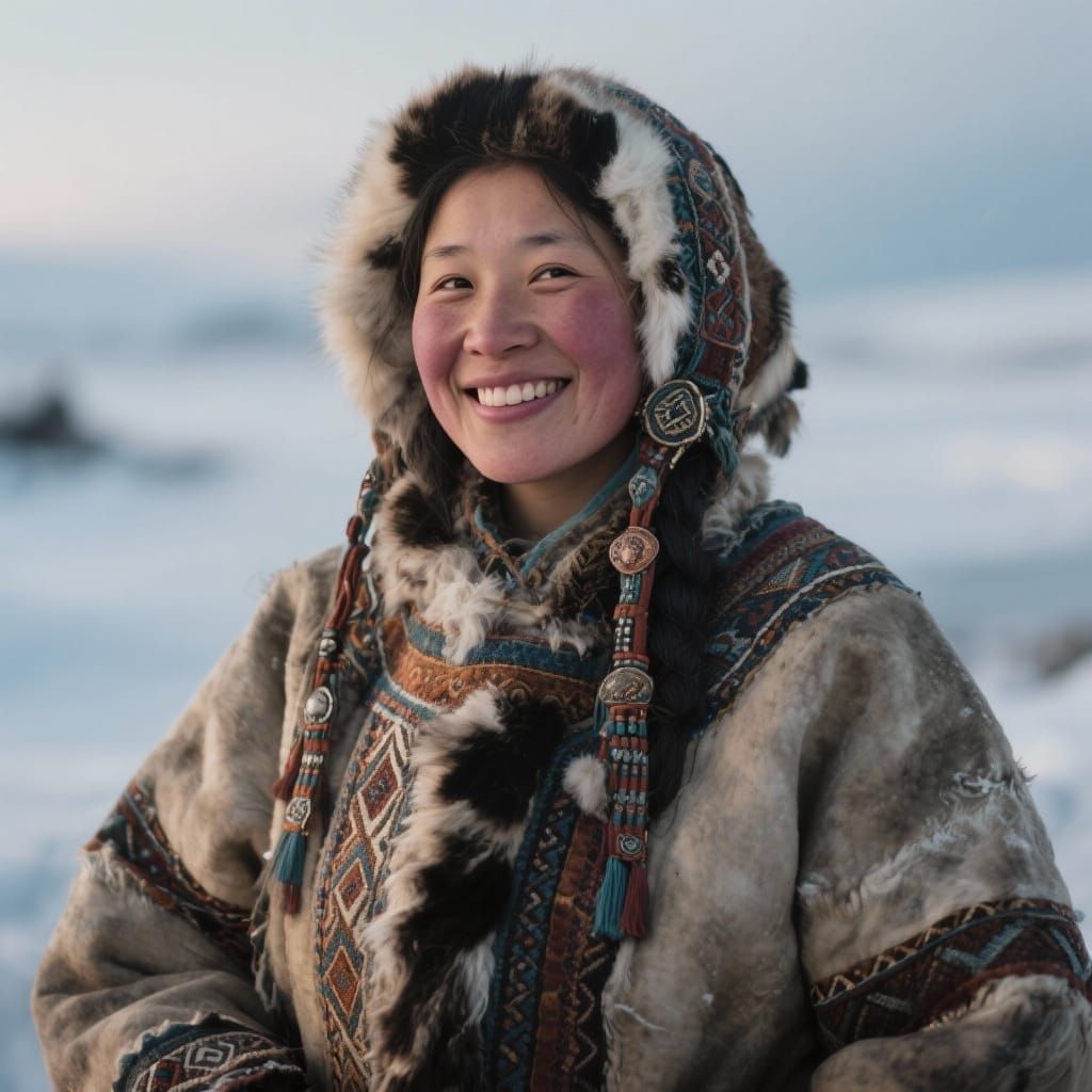 Eskimo Woman in Traditional Attire, Cinematic Style