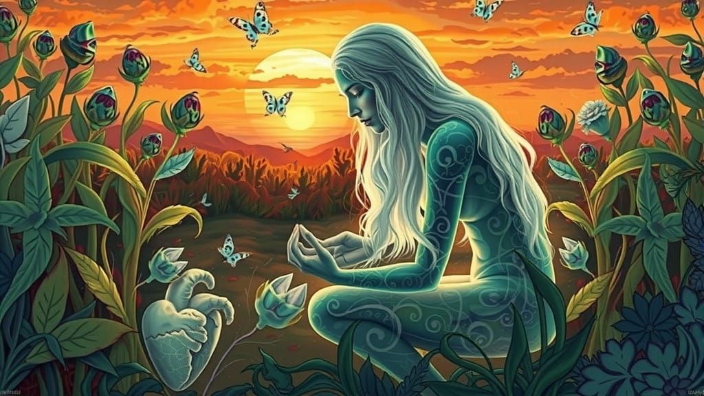 Glowing Human Bio Art Collage in Cyberpunk Aesthetic