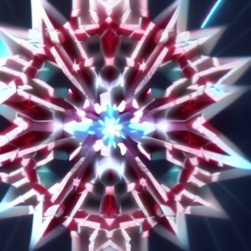 Kaleidoscopic Snowflakes: Faceted Gemstone Mosaic in 8K