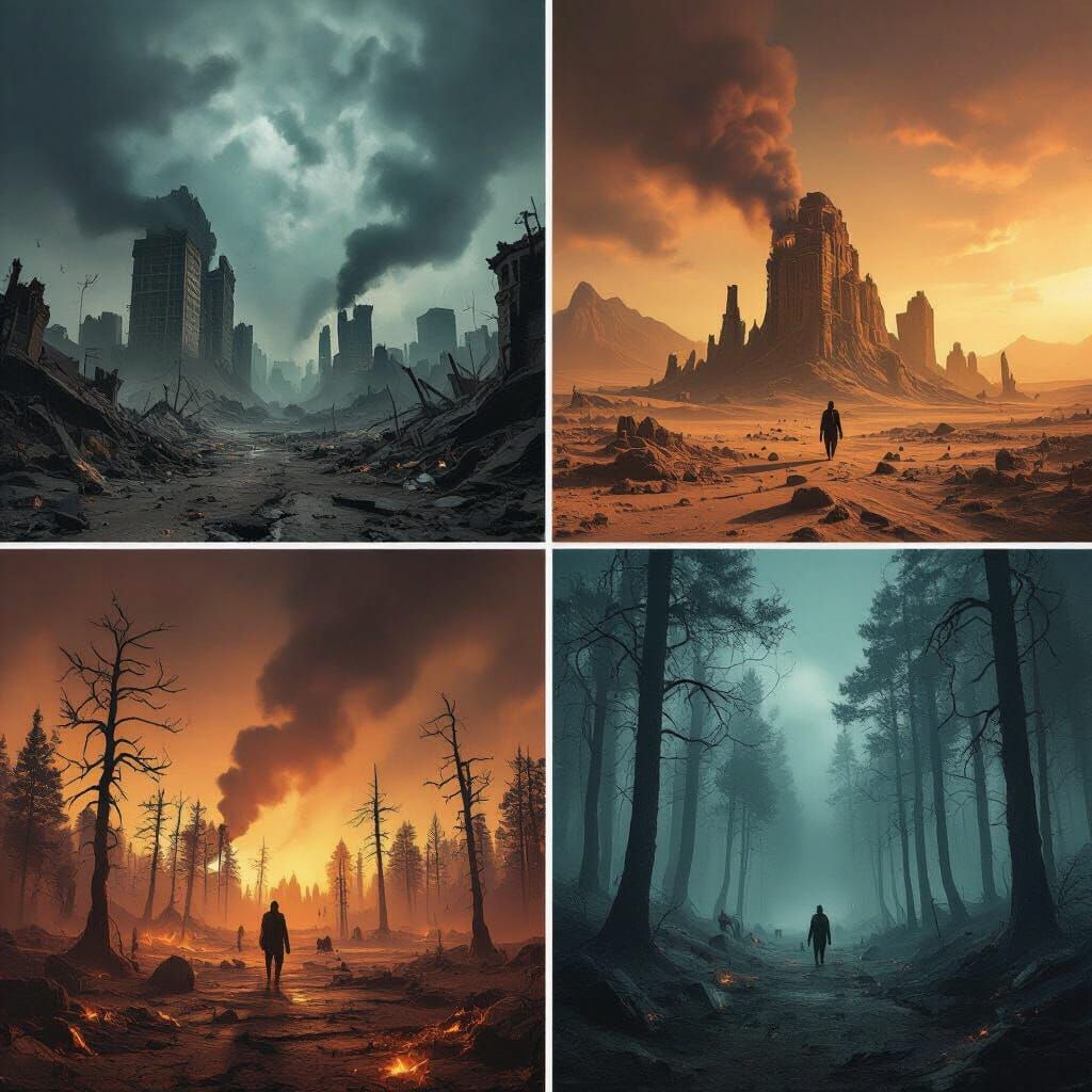 Five Desolate Apocalyptic Landscapes in Detailed Concept Art...