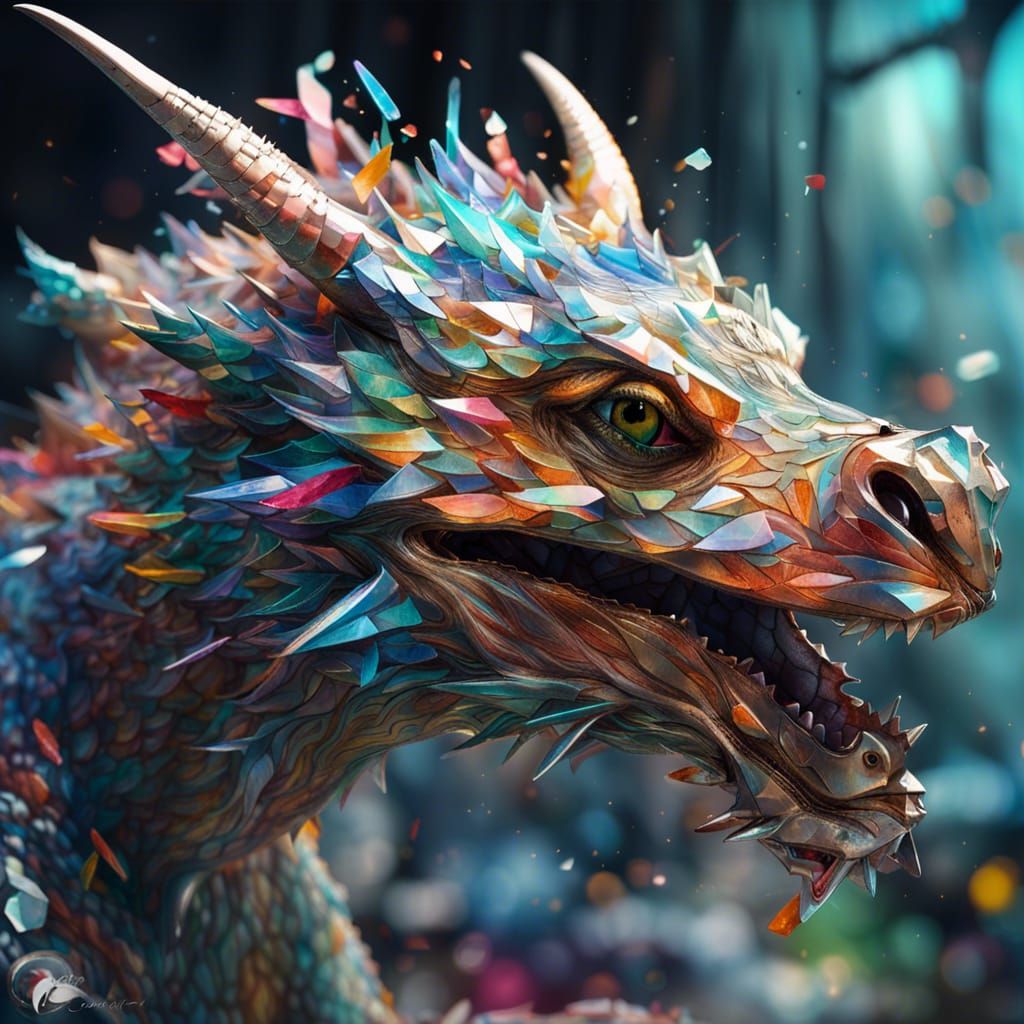 Glass Dragon Sculpture Inspired by Digital Art