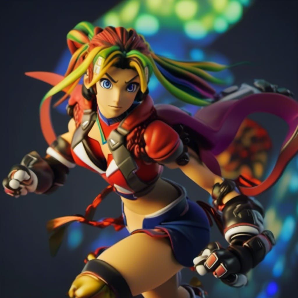 Female bodybuilder <lora:Courtney Shifter :1.0> as a Street fighter Alpha 3 character : R.Mika, by Japanese illustrator ...