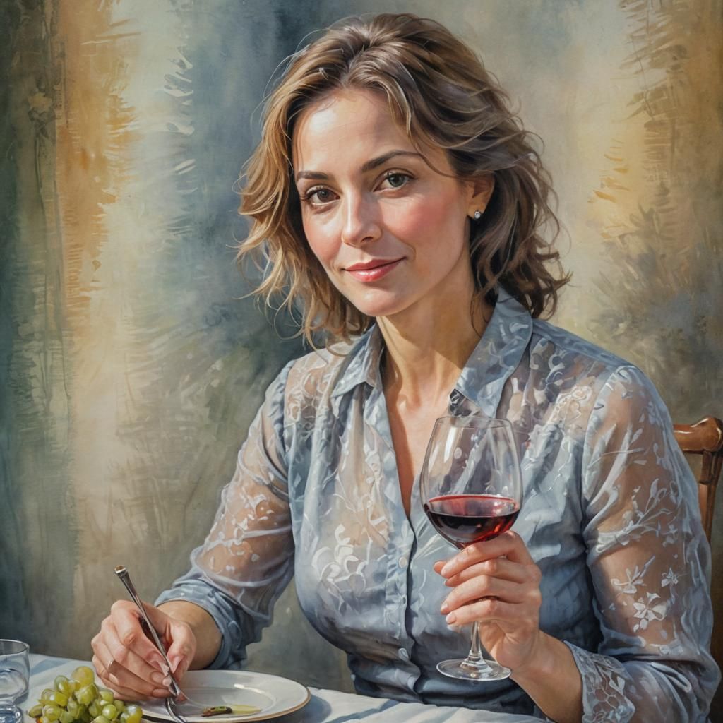 whimsical 45 year old woman with messy pixie black hair with...