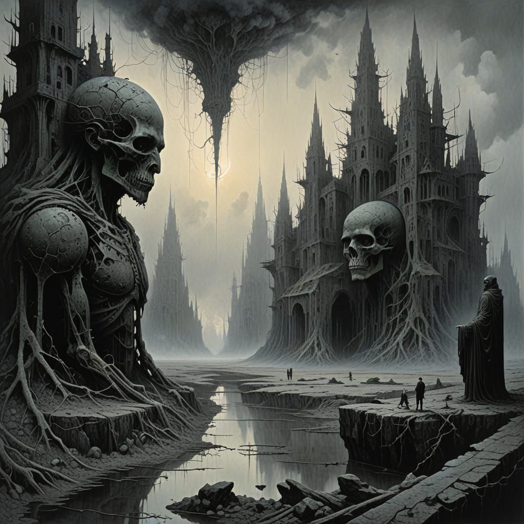 Dystopian Dreamscape in Surrealist Style