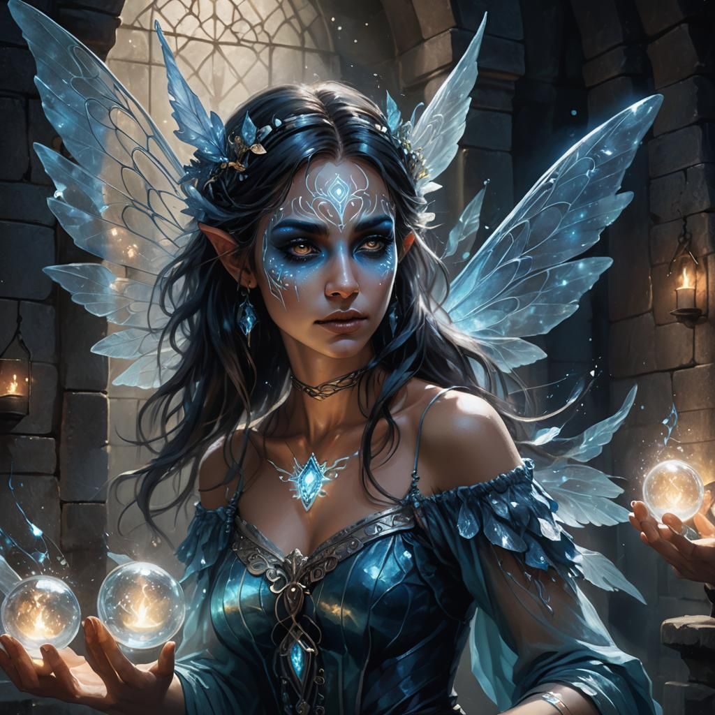 Mystical Faerie Seer Portrait in Dark Fantasy Style