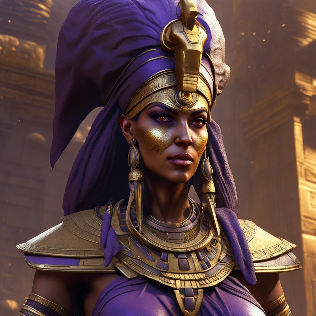 Anhur: Egyptian Goddess of War in Dark Fantasy Style