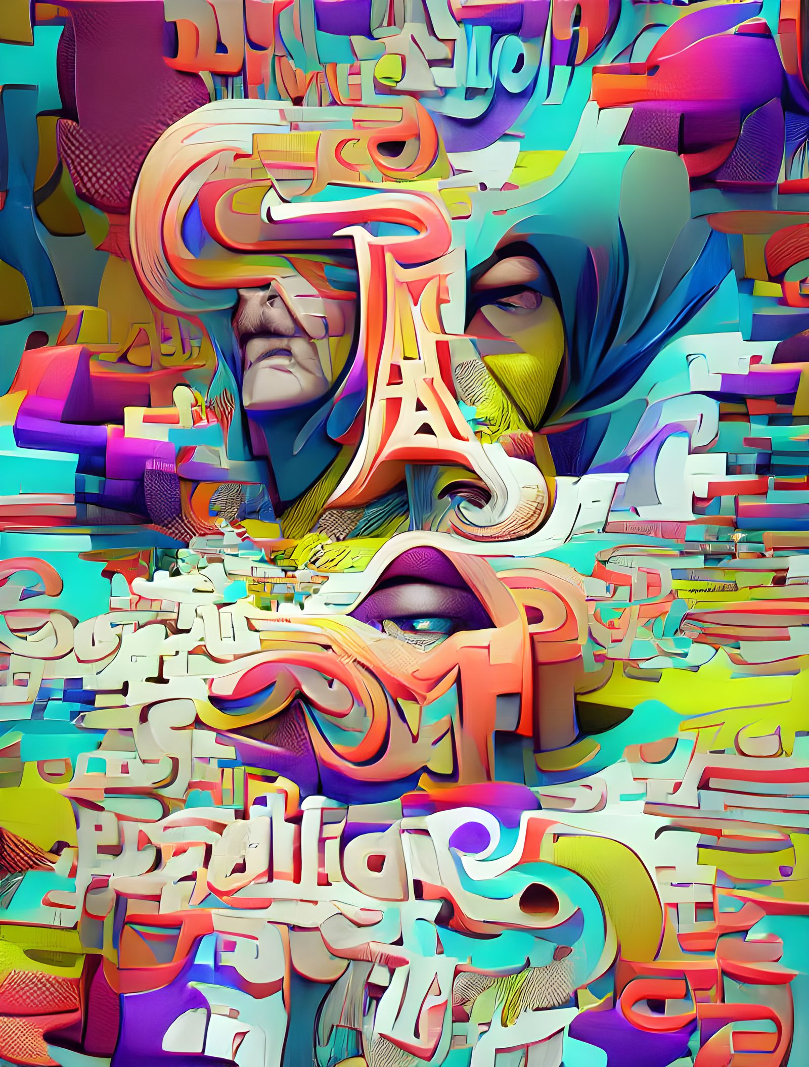Psychedelic Deconstructed Typography Art