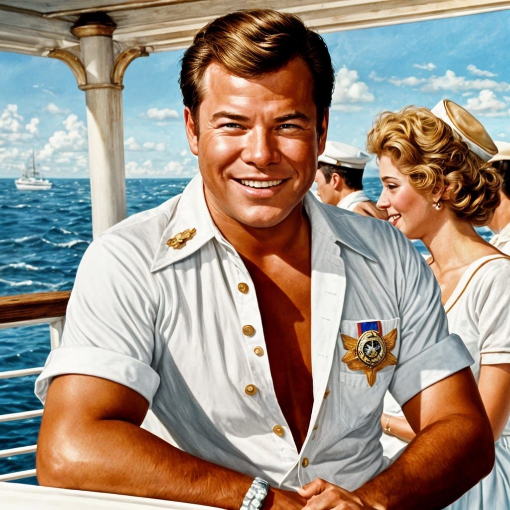 Romantic Cruise: Captain Portrait in Rockwell Style
