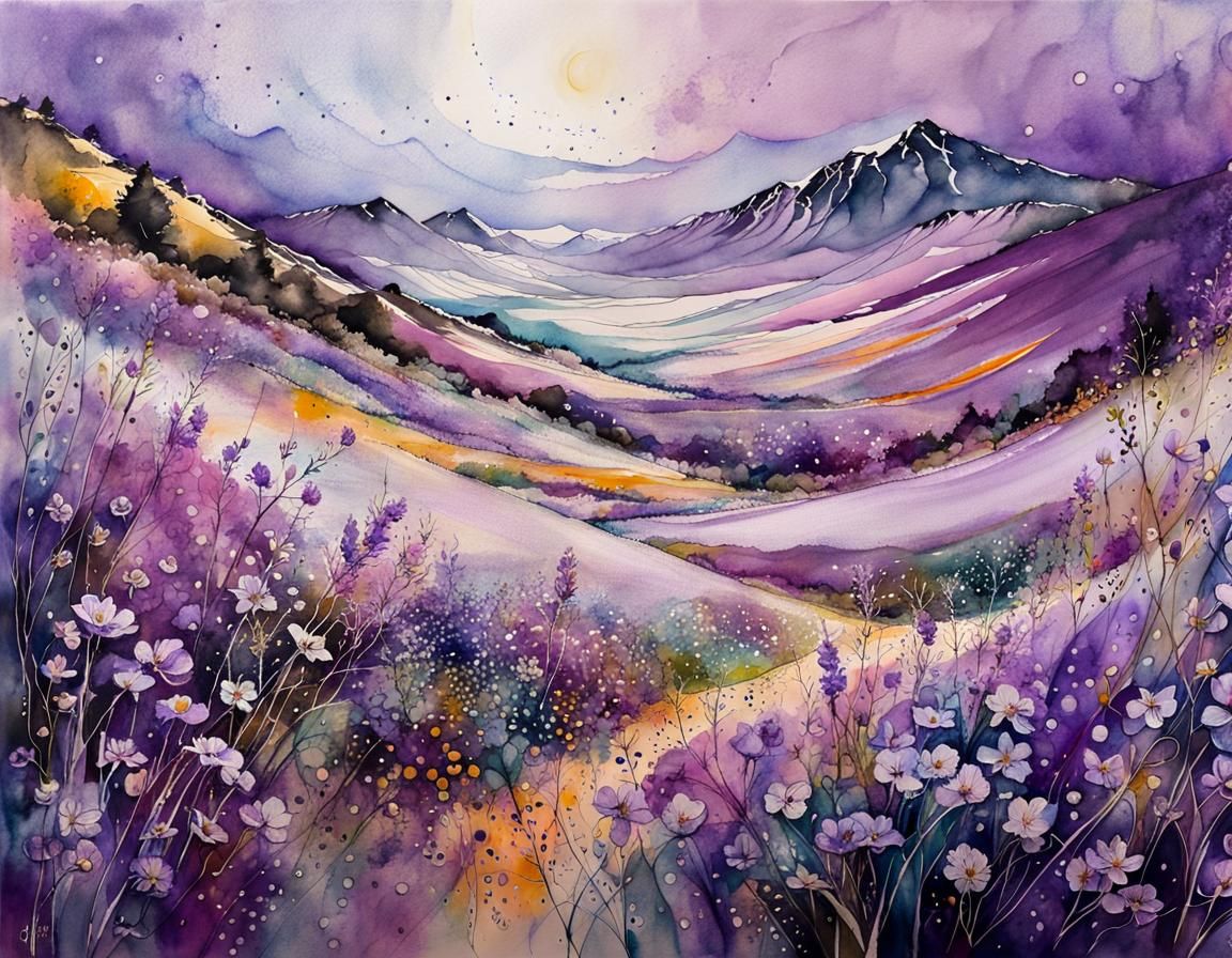 Tutti Frutti Floral Dreamscape in Watercolor Ink