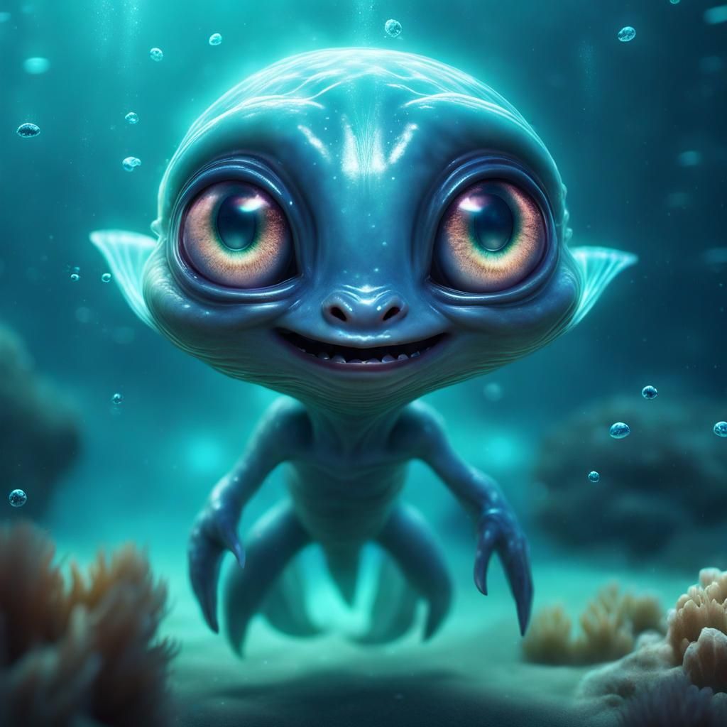 Sweet Happy Underwater Alien Monster