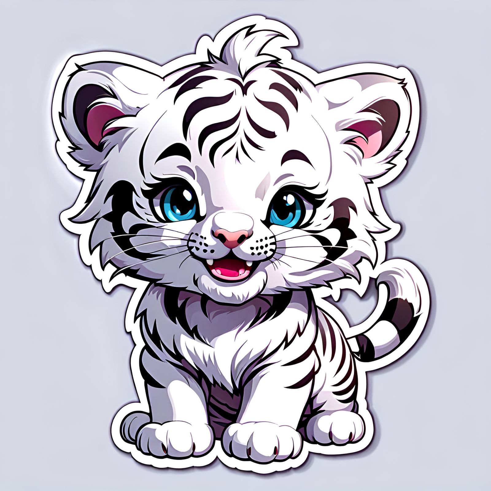 Cute White Tiger Cub Sticker Design
