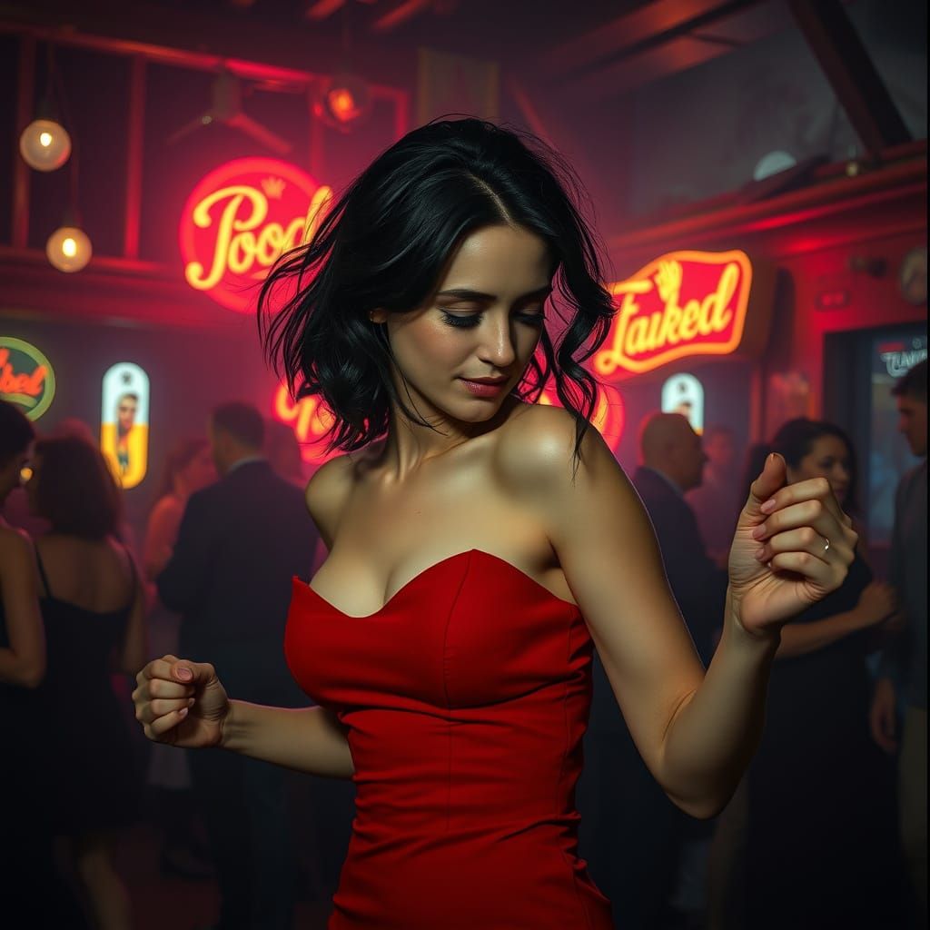 Lady in Red Captivates in Smoky Disco Scene