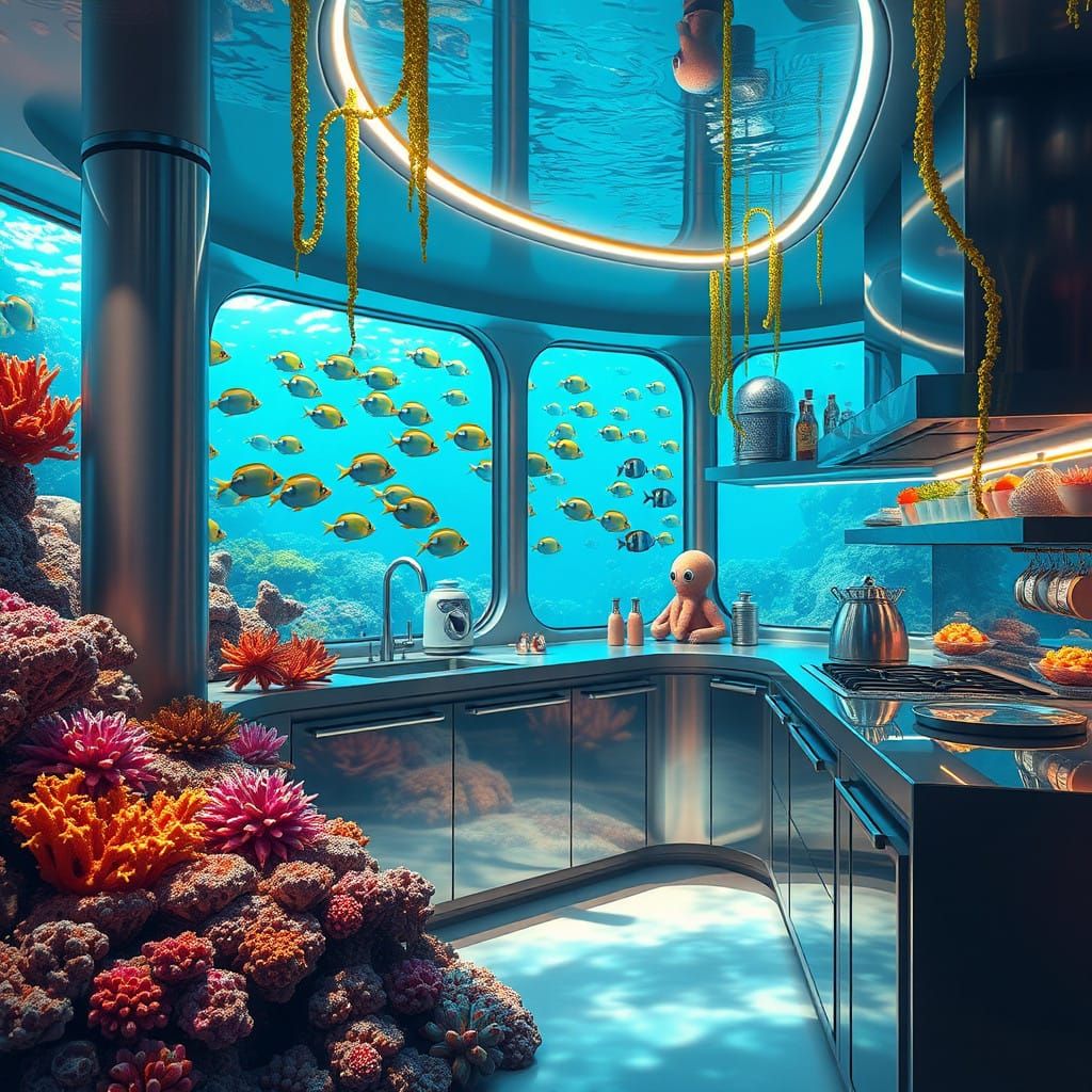 Vibrant Underwater Kitchen Amongst Coral Reef