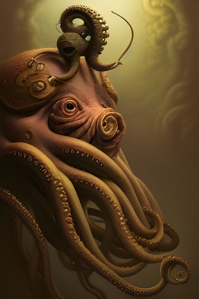 Lovecraftian Hybrid Deity in Dark Fantasy Style