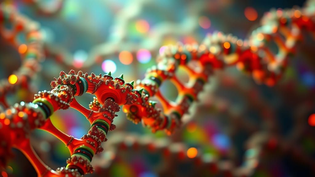 Gnome DNA Structure in Neon Glitch Art