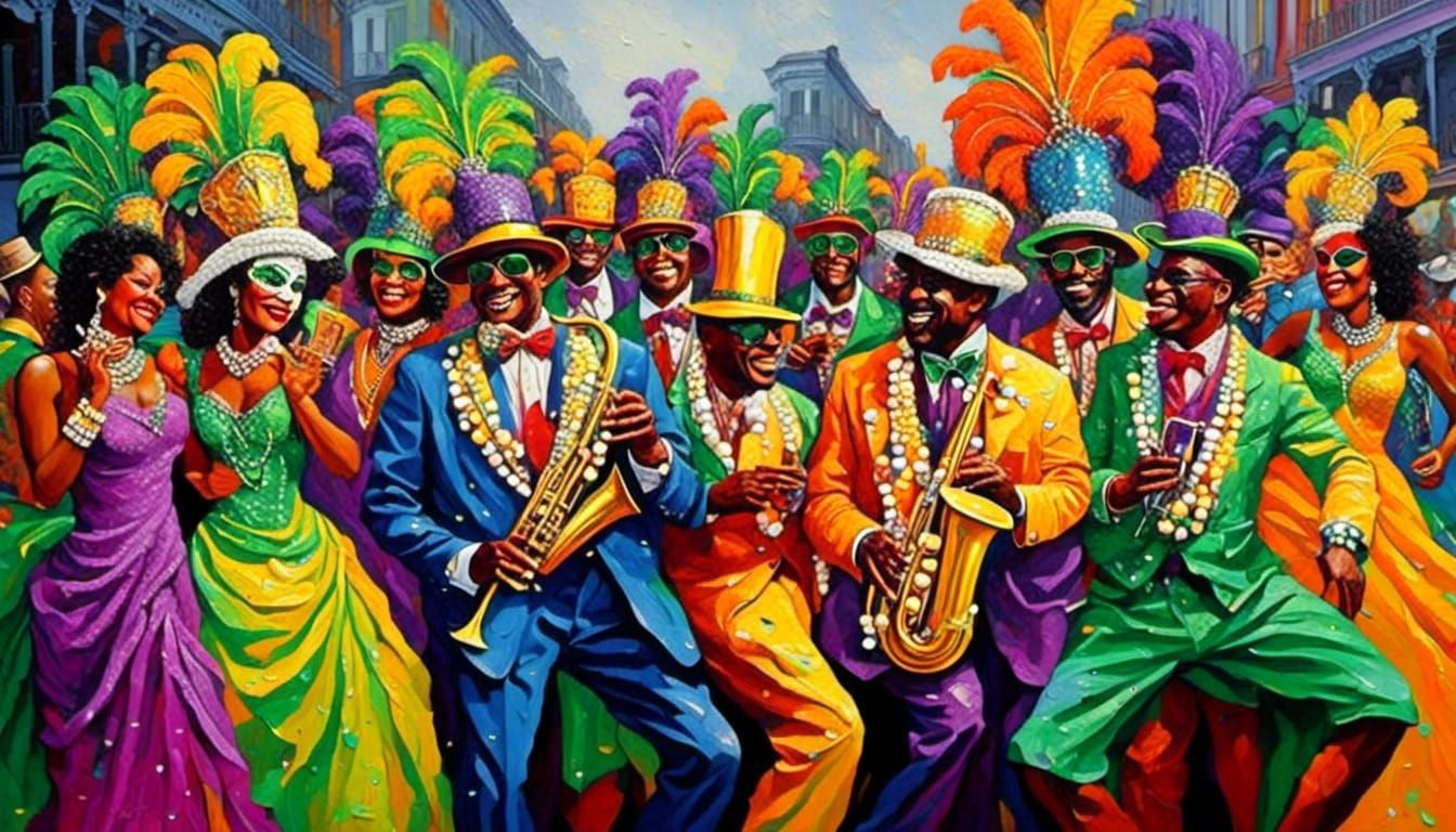 Festive Mardi Gras Zydeco Street Parade