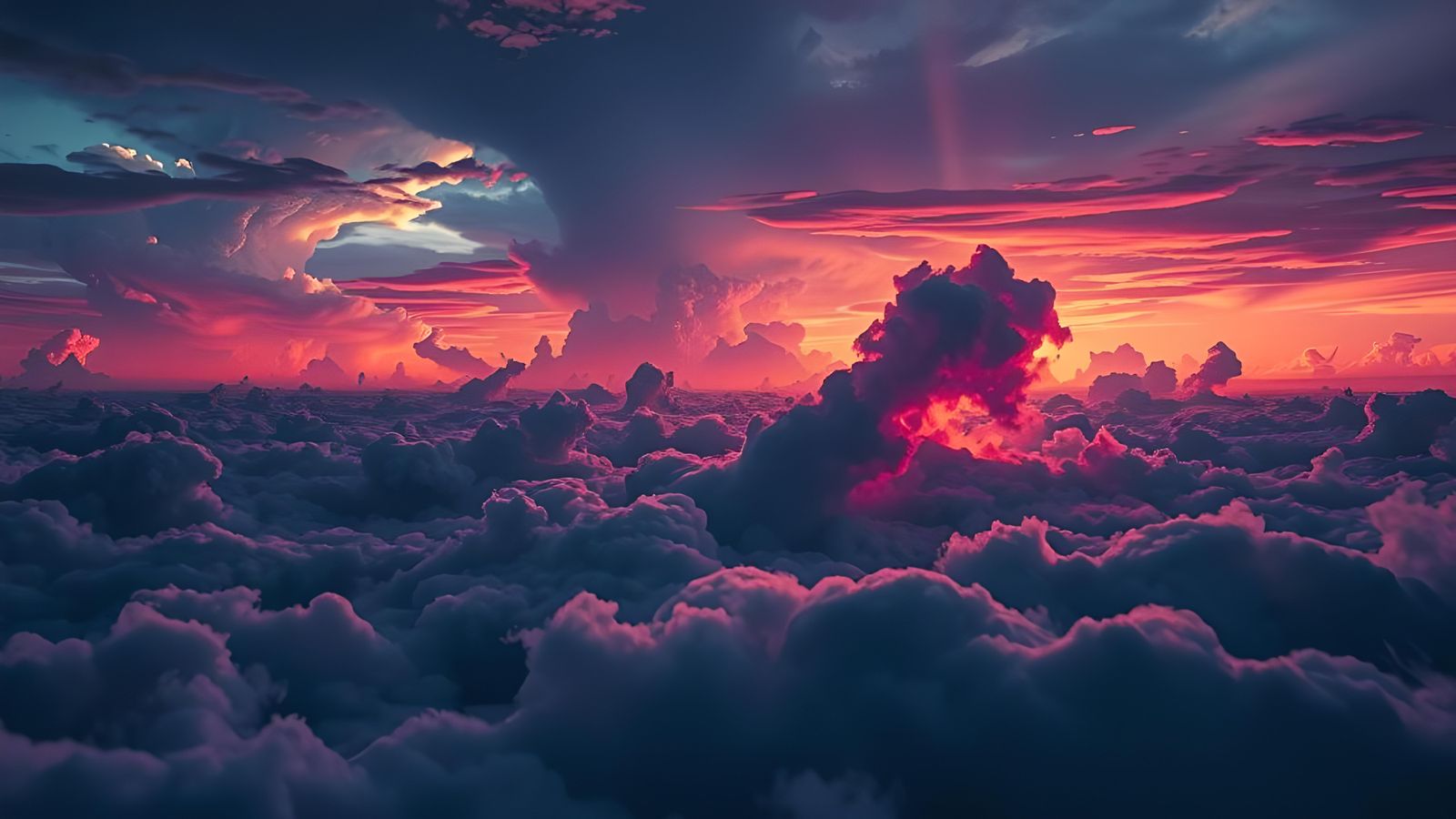 Neon Lightning Storm over Alien Ocean