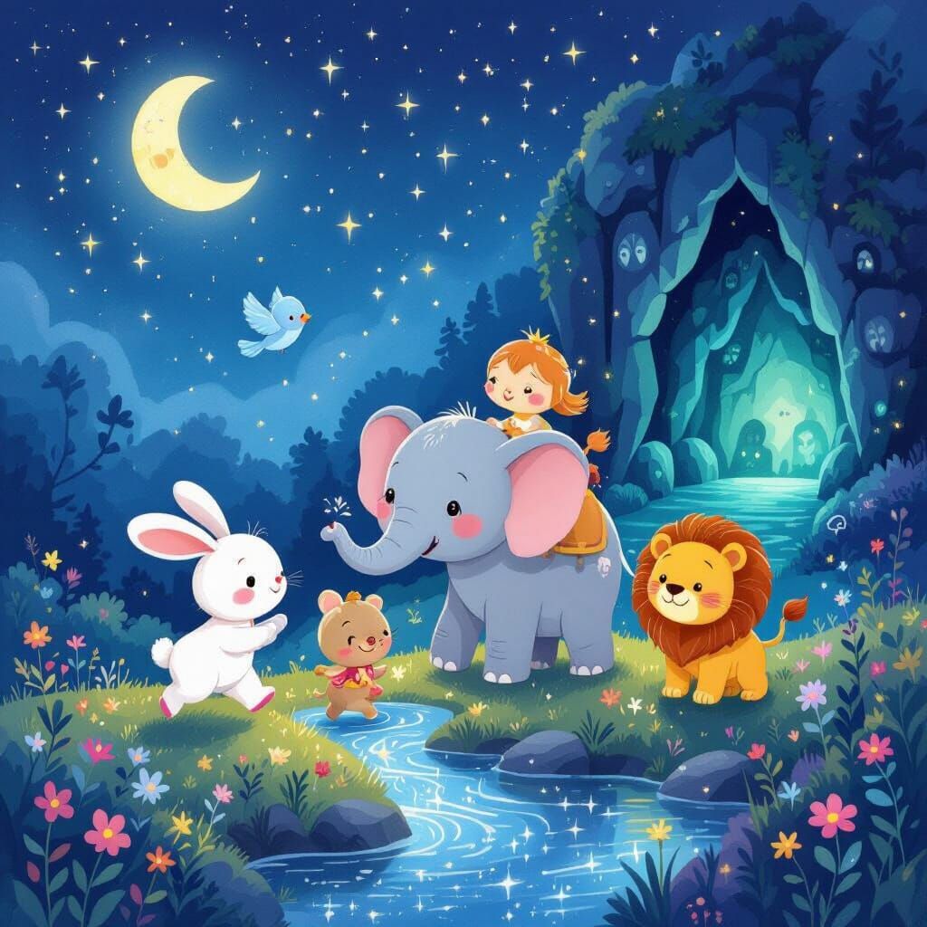 Children's Storybook Adventure: Animal Friends Explore a Mag...