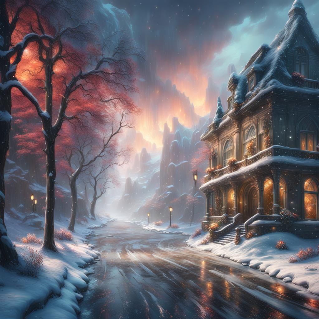 Colorful Snowstorm: Detailed Matte Painting in Unreal Engine
